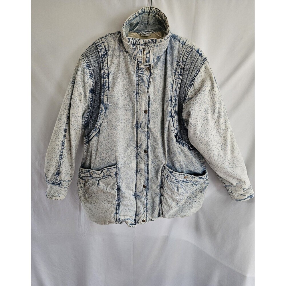 Vintage Cristina Coat Womens Acid Washed Full Zip Denim Coat Size Large - Picture 13 of 13